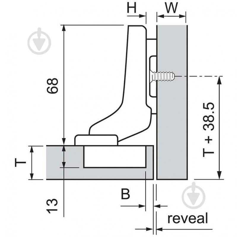 Петля внутрішня Blum 110° CLIP top з монтажною планкою без доводчика 70T3750.TL + 173H7100 - фото 4