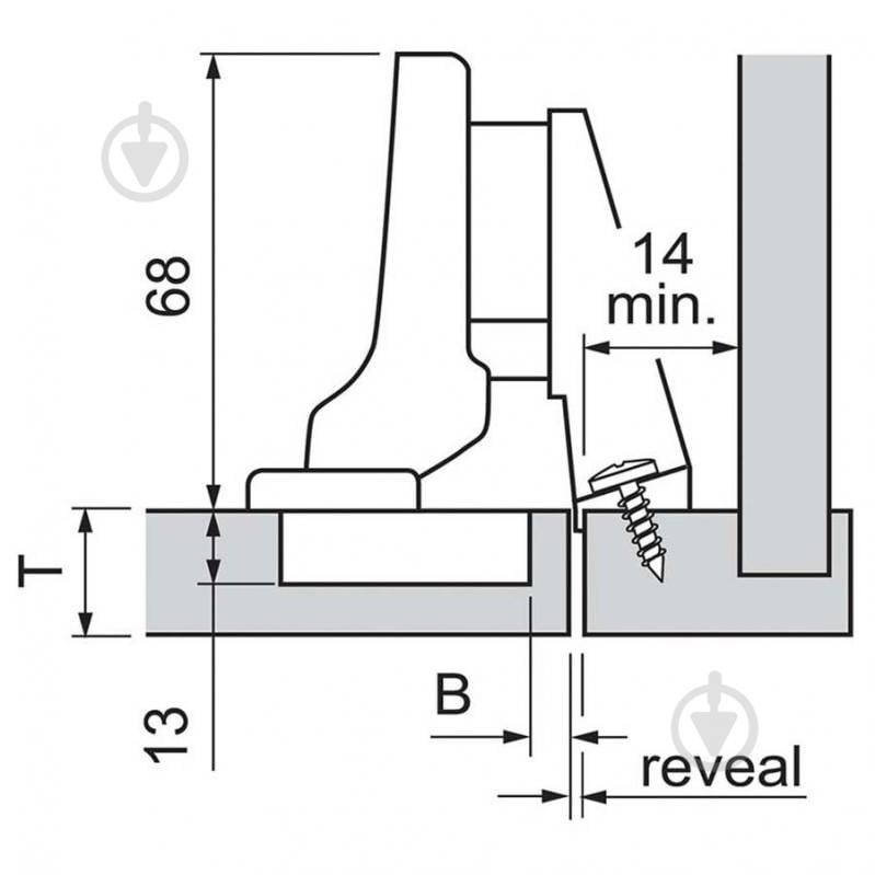 Петля внутрішня Blum 110° CLIP top з монтажною планкою без доводчика 70T3750.TL + 173H7100 - фото 5