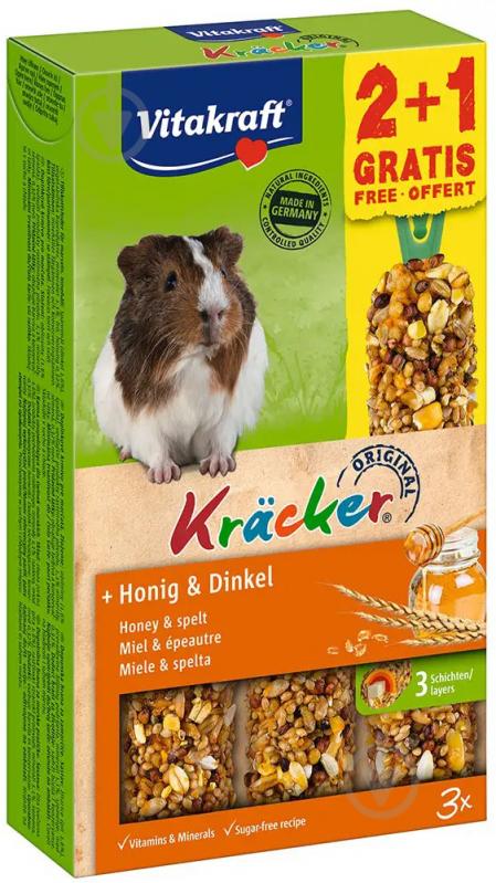 Лакомство Vitakraft для морских свинок Kracker Original + Honey 186 г/3 шт (мед) (89438) - фото 1