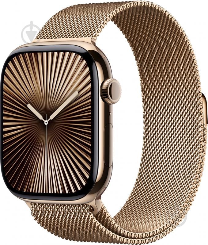 Смарт-часы Apple Watch Series 10 GPS + Cellular 46mm Gold Titanium Case with Gold Milanese Loop - M/L (MX003QH/A) - фото 1 Смарт-часы Apple Watch Series 10 GPS + Cellular 46mm Gold Titanium Case with Gold Milanese Loop - M/L (MX003QH/A) - фото 1