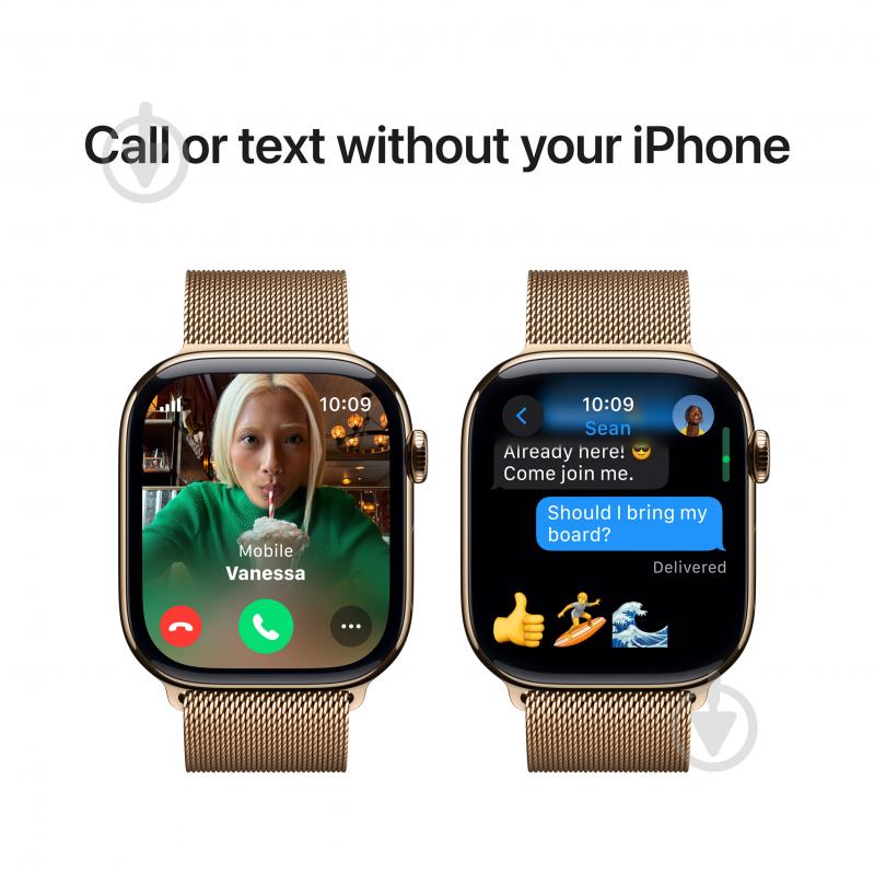 Смарт-часы Apple Watch Series 10 GPS + Cellular 46mm Gold Titanium Case with Gold Milanese Loop - M/L (MX003QH/A) - фото 7 Смарт-часы Apple Watch Series 10 GPS + Cellular 46mm Gold Titanium Case with Gold Milanese Loop - M/L (MX003QH/A) - фото 7