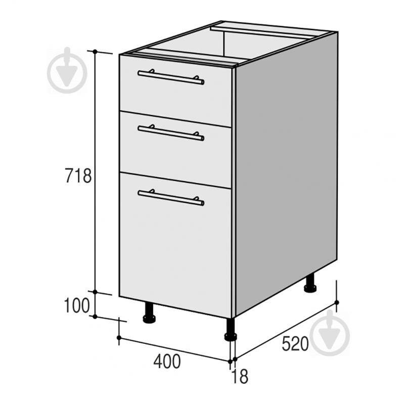 Тумба нижняя Руна МНЯД (2+1) 400x818x520 мм кремовый/белый ROKO - фото 3