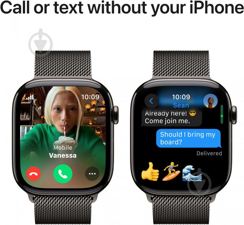 Смарт-годинник Apple Watch Series 10 GPS + Cellular 42mm Slate Titanium Case with Slate Milanese Loop (MX053QH/A) - фото 6 Смарт-годинник Apple Watch Series 10 GPS + Cellular 42mm Slate Titanium Case with Slate Milanese Loop (MX053QH/A) - фото 6