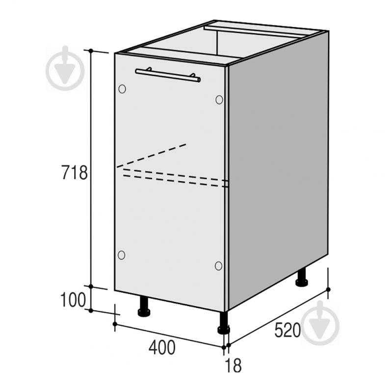 Тумба нижняя Руна МН 400x818x520 мм кремовый/белый ROKO - фото 3