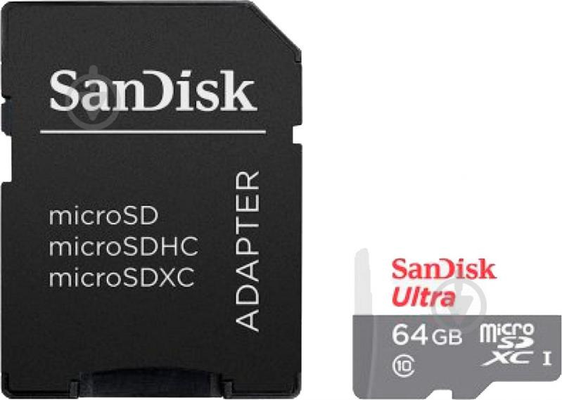 Карта пам'яті SanDisk microSDHC 64 ГБ Class 10UHS-I (SDSQUNR-064G-GN3MA) - фото 1