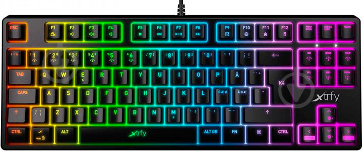 Клавиатура игровая Xtrfy K4 TKL RGB Kailh Red USB Black UKR RUS (XG-K4-RGB-R-UKR) black - фото 1