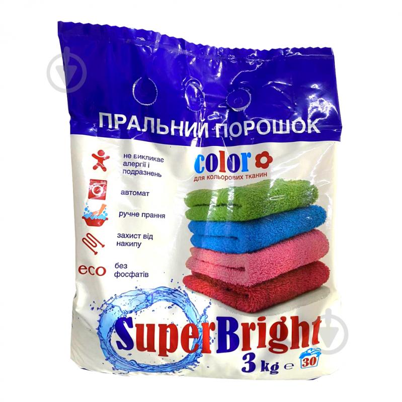 Пральний порошок для машинного та ручного прання SuperBright для кольорових речей 3 кг - фото 1