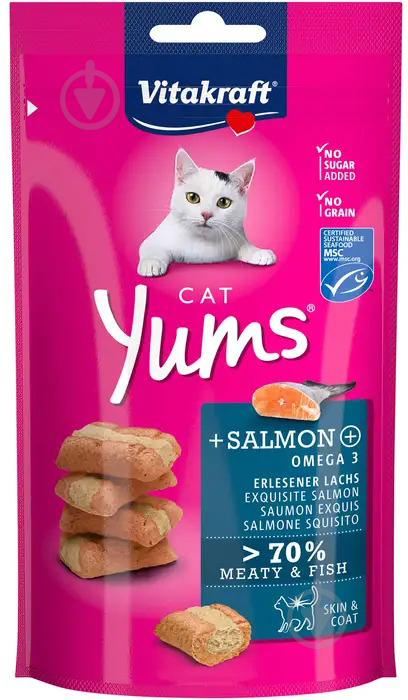 Ласощі для котів Vitakraft Yums Омега 3 з лососем 40 г - фото 1