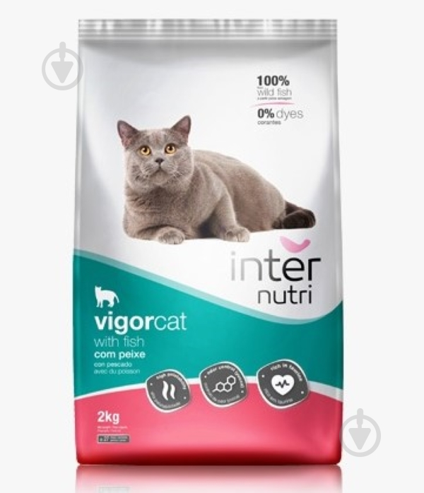 Корм сухой для молодых и взрослых котов всех пород Internutri Vigor Cat с тунцом и креветками 2 кг - фото 1