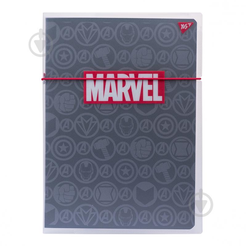 Книга для нотаток А4 48 клітинка в пластиковій папці з малюнком Marvel Black YES - фото 1