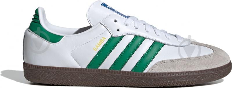 Кроссовки мужские демисезонные Adidas SAMBA OG IG1024 р.44 2/3 белые с зеленым - фото 1