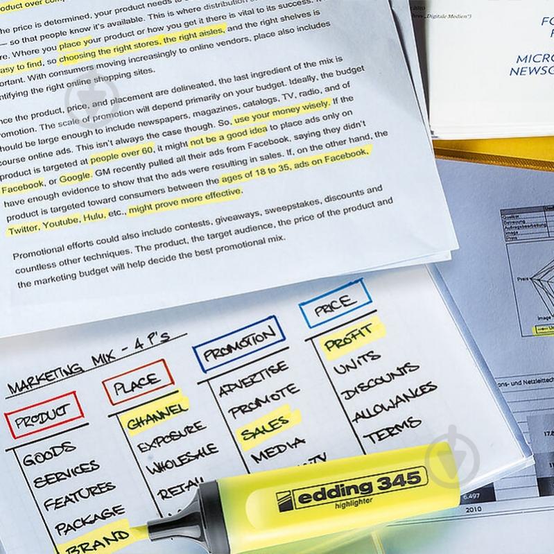 Набір маркерів Edding Highlighter 4 шт. 2-5 мм e-345/4/se мульти - фото 5