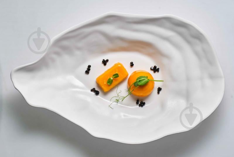 Тарелка салатная Dovbysh Porcelain Ракушка 33х20 см 800 мл Khvylya белая - фото 3 Тарелка салатная Dovbysh Porcelain Ракушка 33х20 см 800 мл Khvylya белая - фото 3