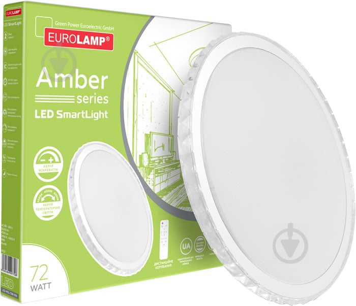 Світильник світлодіодний Eurolamp Amber N16 з пультом ДК 72 Вт білий 3000-6500 К - фото 2