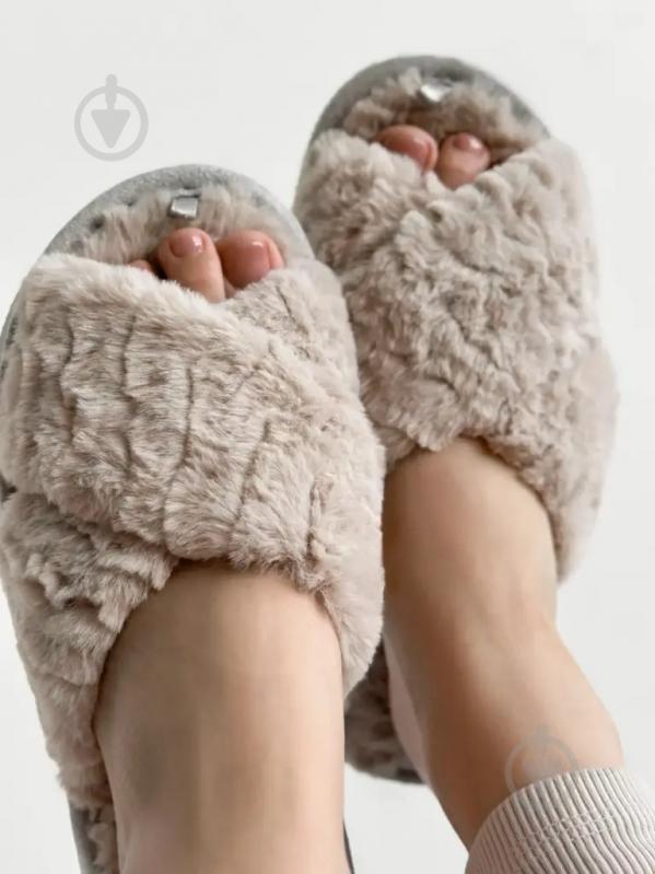 Тапки домашние Twins меховые перекрест 15122 р.40 бежевый - фото 3 Тапки домашние Twins меховые перекрест 15122 р.40 бежевый - фото 3