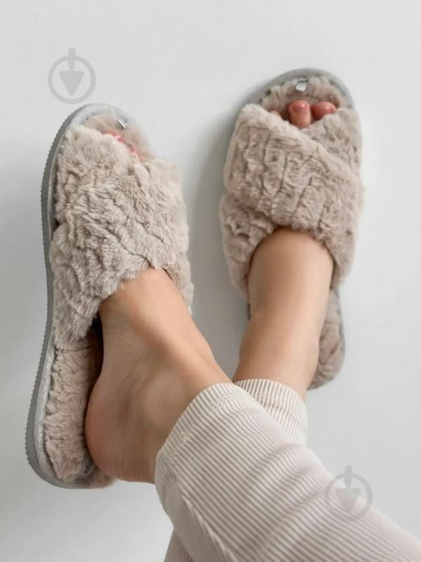 Тапки домашние Twins меховые перекрест 15122 р.40 бежевый - фото 4 Тапки домашние Twins меховые перекрест 15122 р.40 бежевый - фото 4