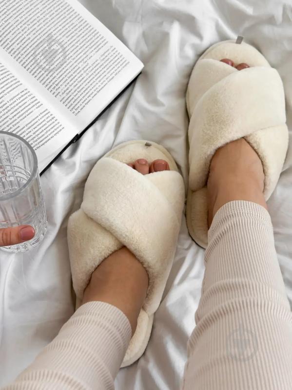 Тапки домашние Twins меховые перекрест 15125 р.38/39 молочный - фото 8