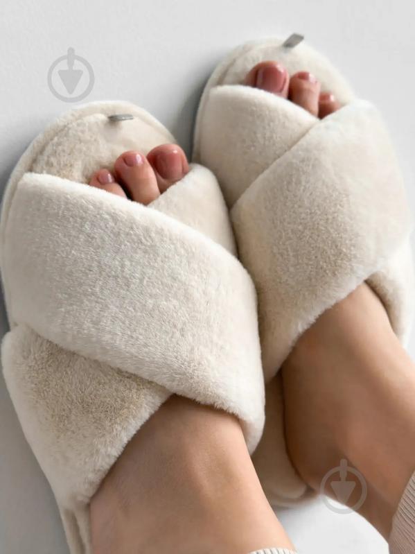 Тапки домашние Twins меховые перекрест 15125 р.38/39 молочный - фото 3