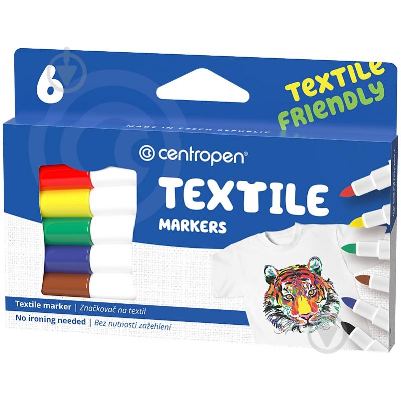 Набор маркеров Centropen Textile 6 шт. 2 мм мульти 2739,6 - фото 1