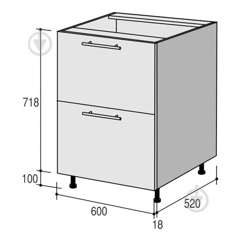 Тумба нижняя Руна МНЯД (1+1) 600x818x520 мм арктика глянец/белый ROKO - фото 3