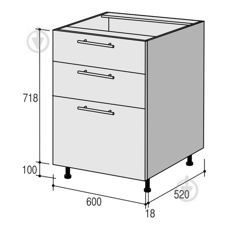 Тумба нижня Руна МНЯД (2+1) 600x818x520 мм арктика глянець/білий ROKO - фото 3