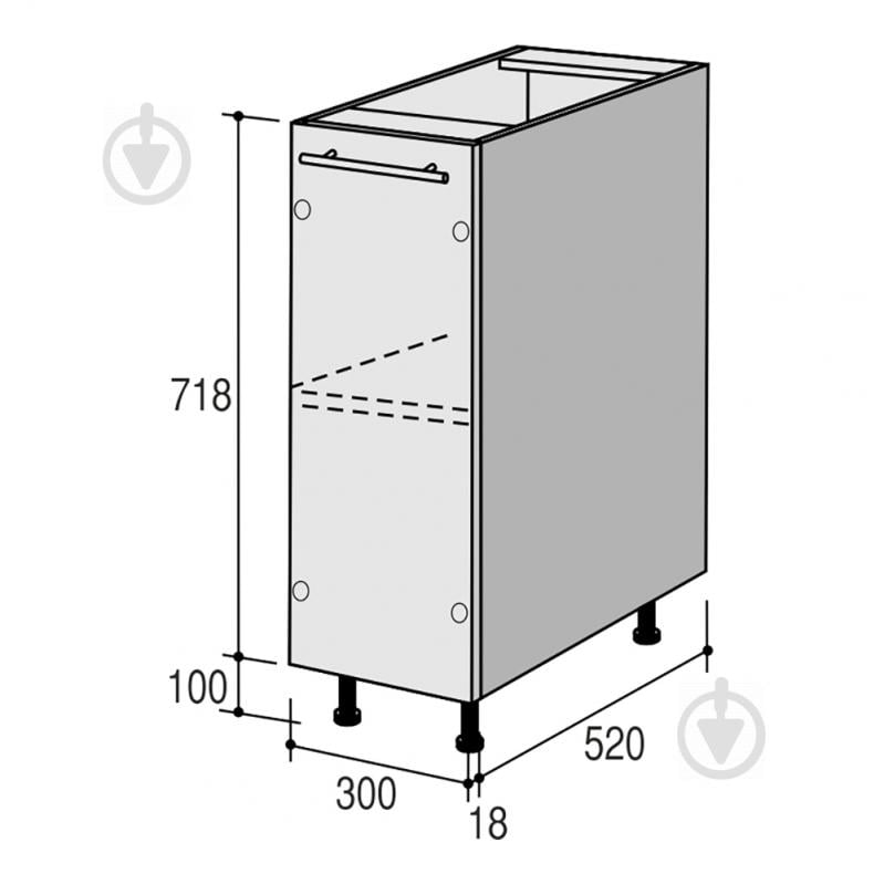 Тумба нижняя Руна МН 300x818x520 мм арктика глянец/белый ROKO - фото 3