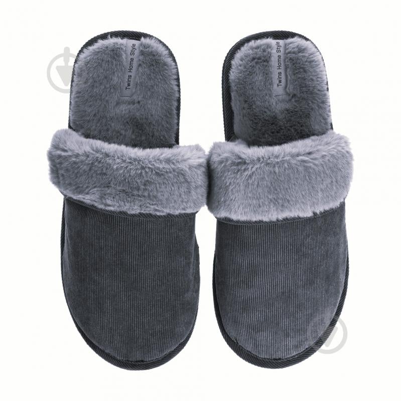 Тапки домашние Velvet с отворотом меховые 15878 р.44/45 серый - фото 2 Тапки домашние Velvet с отворотом меховые 15878 р.44/45 серый - фото 2