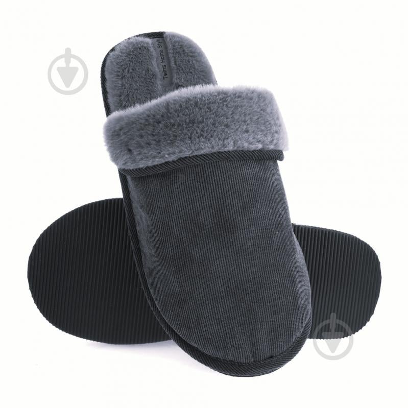 Тапки домашние Velvet с отворотом меховые 15878 р.44/45 серый - фото 1 Тапки домашние Velvet с отворотом меховые 15878 р.44/45 серый - фото 1