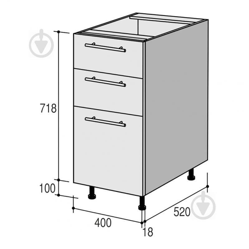 Тумба нижняя Руна МНЯД (2+1) 400x818x520 мм арктика глянец/белый ROKO - фото 3