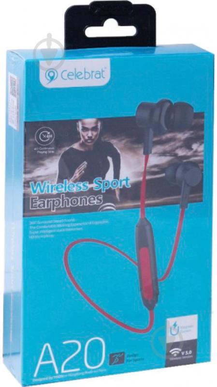 Гарнітура Celebrat bluetooth A20 red (714466) - фото 2 Гарнітура Celebrat bluetooth A20 red (714466) - фото 2