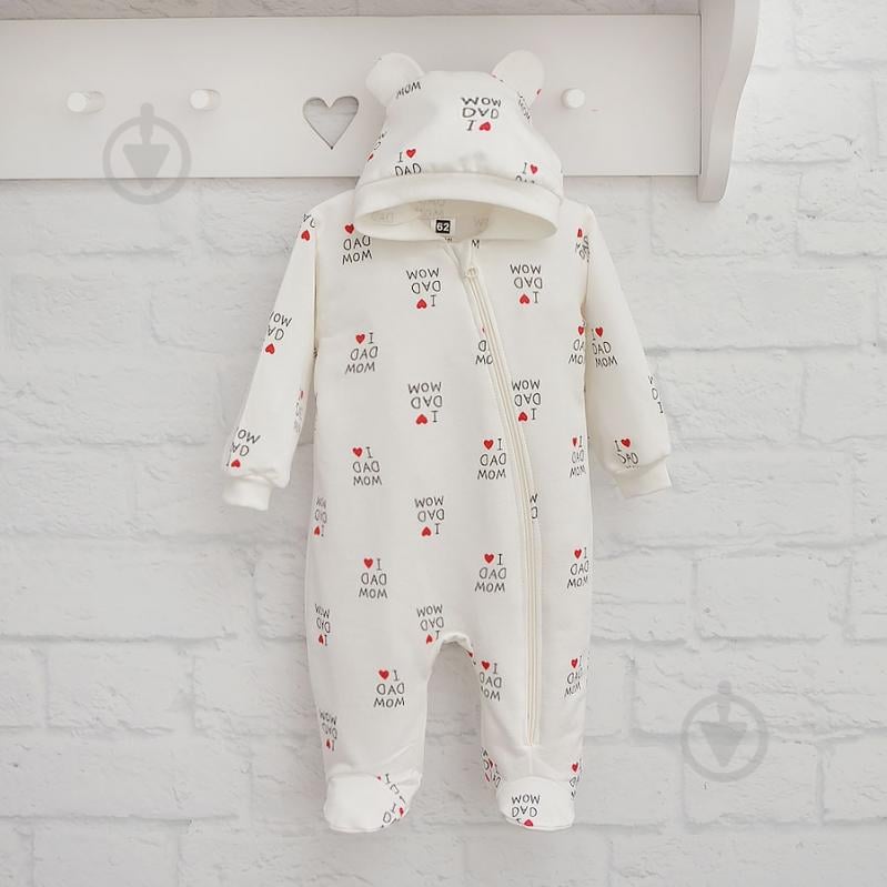 Комбинезон унисекс Blanka Люблю папу маму р.50-56 бежевый 110867 - фото 2 Комбинезон унисекс Blanka Люблю папу маму р.50-56 бежевый 110867 - фото 2