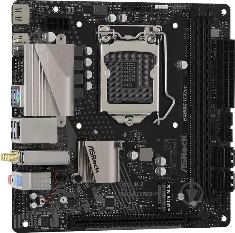 Материнська плата ASRock B460M-ITX/AC (Socket 1200, Intel B460, mini ITX) - фото 2