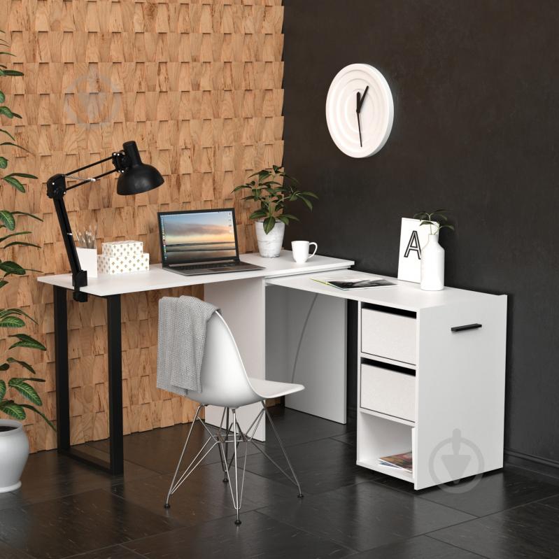 Стол Knap Knap трансформер письменный поворотный Hobana+Jumbo Ш2 770х1350х500 мм белый/ателье светлый (S201020222 ) - фото 5