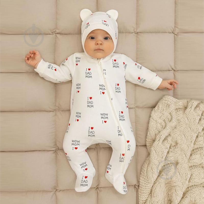 Комбинезон унисекс Blanka Люблю папу маму р.56-62 бежевый 110867 - фото 1 Комбинезон унисекс Blanka Люблю папу маму р.56-62 бежевый 110867 - фото 1