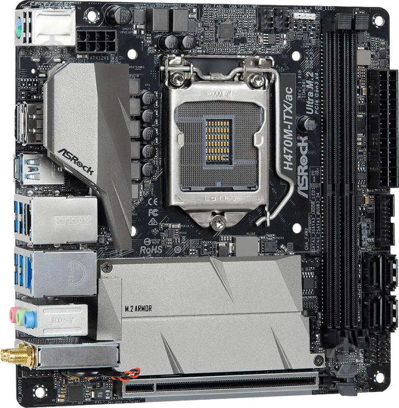 Материнська плата ASRock H470M-ITX/AC (Socket 1200, Intel H470, mini ITX) - фото 4