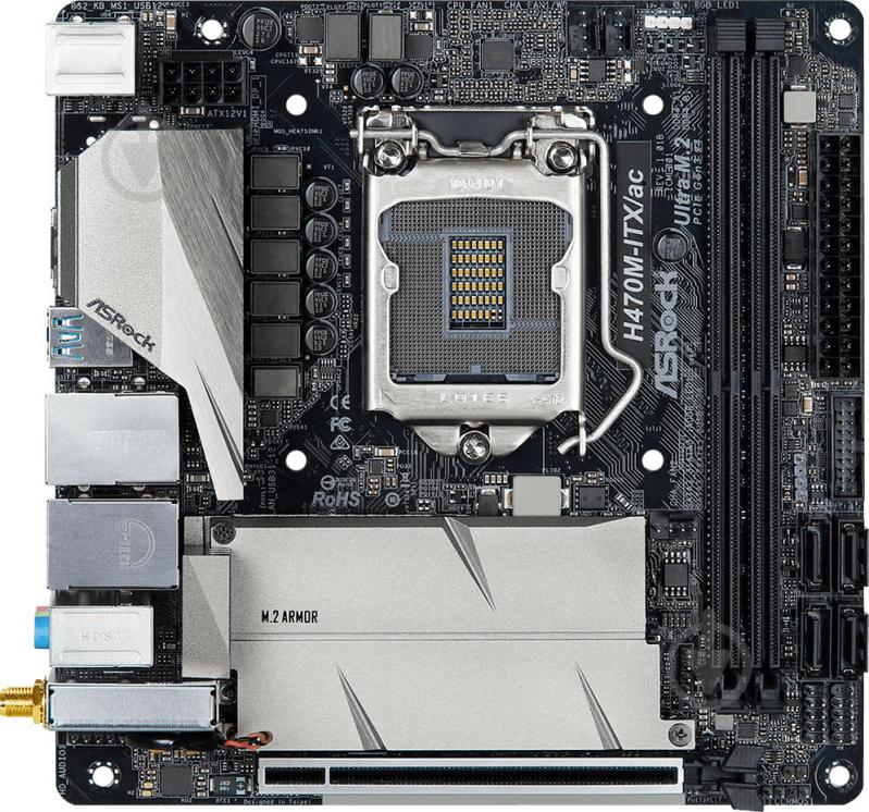 Материнська плата ASRock H470M-ITX/AC (Socket 1200, Intel H470, mini ITX) - фото 2