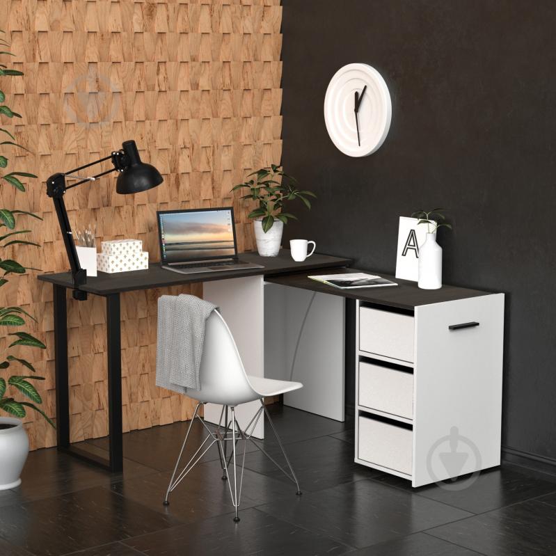 Стіл Knap Knap трансформер письмовий поворотний Hobana+Jumbo Ш3 770х1350х500 мм білий/венге (S201030220 ) - фото 5