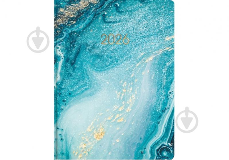Дневник датированный мрамор Economix A5 2026 бирюзовый - фото 1