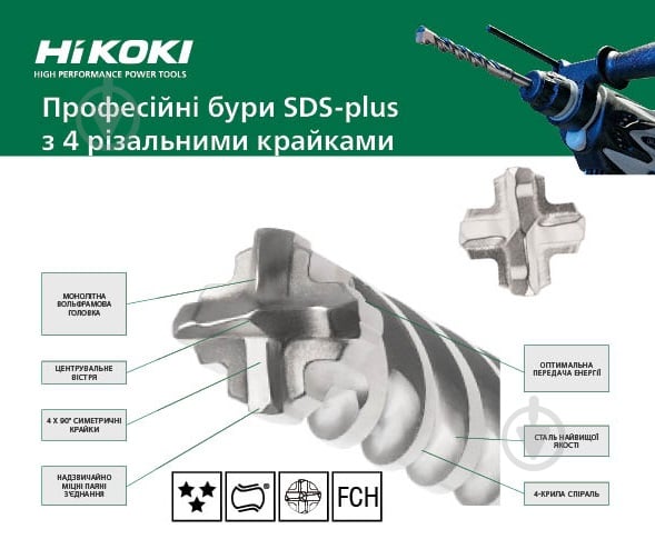 Бур HIKOKI 783232 SDS-plus 10x100 мм 165 мм 1 шт. 783232 - фото 5