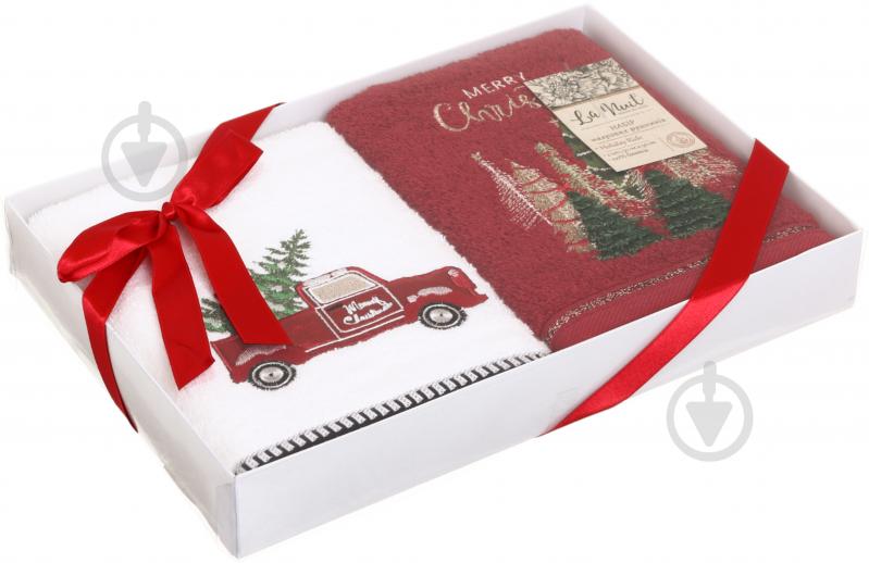 Набор полотенец махровых Holiday Ride 2 шт. 50x90 см красный/белый La Nuit - фото 2 Набор полотенец махровых Holiday Ride 2 шт. 50x90 см красный/белый La Nuit - фото 2