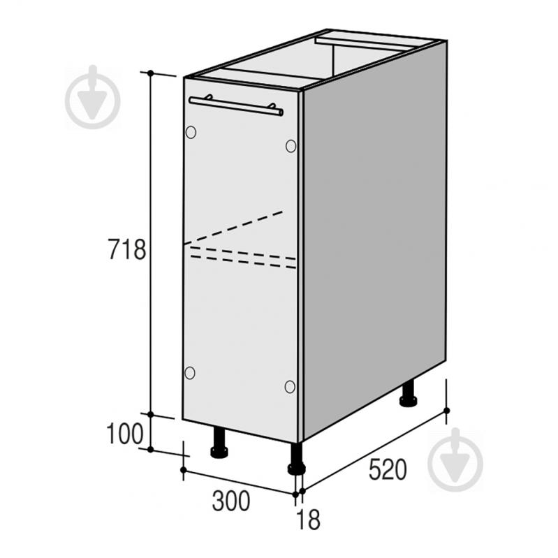 Тумба нижняя Руна МН 300x818x520 мм латте глянец/белый ROKO - фото 3