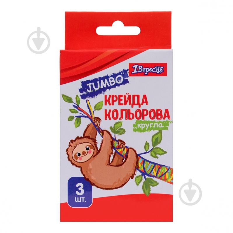 Крейда кольорова Zoo Land 3 шт. JUMBO 1 вересня - фото 1