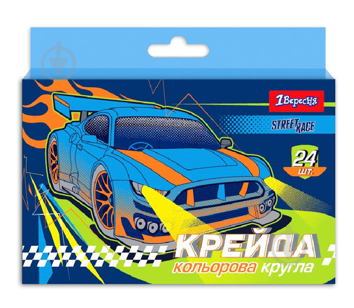 Крейда кольорова квадратна 24 шт. Street race 1 вересня - фото 1