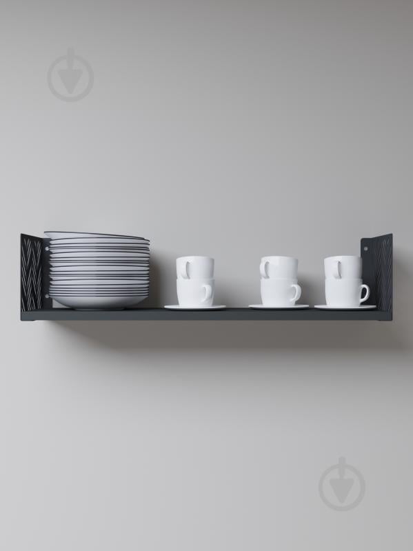 Полка навесная Metkas Home Листья 700x220x170 мм антрацит - фото 4 Полка навесная Metkas Home Листья 700x220x170 мм антрацит - фото 4