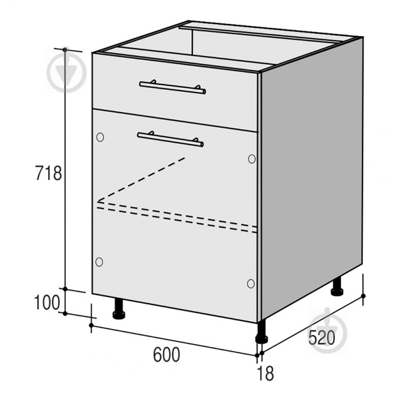 Тумба нижняя Руна МНЯД (1) 600x818x520 мм какао глянец/белый ROKO - фото 3