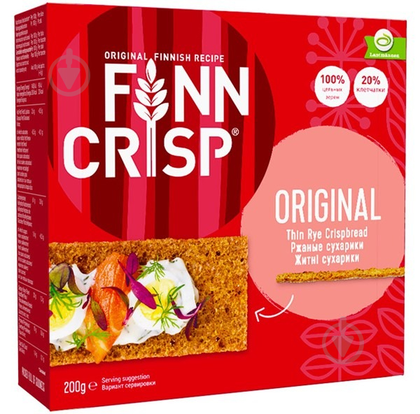 Сухарики Finn Crisp житні Original Taste цільнозернові 200 гр - фото 1