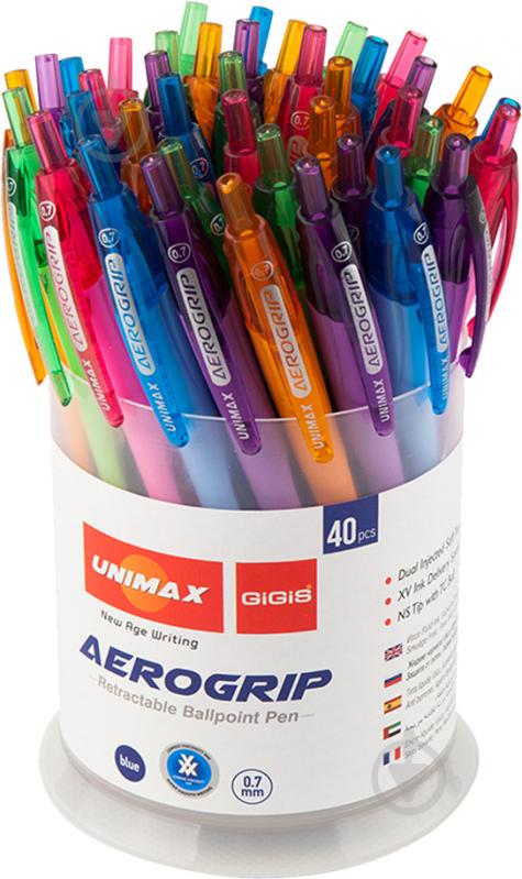 Ручка кулькова Unimax автоматична Aerogrip - 2 синя UX-137-02 - фото 2