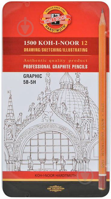 Олівець графітний Graphic 5В-5Н 12 шт. 1502.iii Koh-i-Noor - фото 1