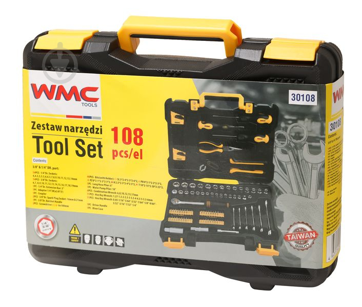 Набір ручного інструменту WMC TOOLS 1/4", 3/8" (4-19 мм) 108 шт. WT-30108 - фото 2