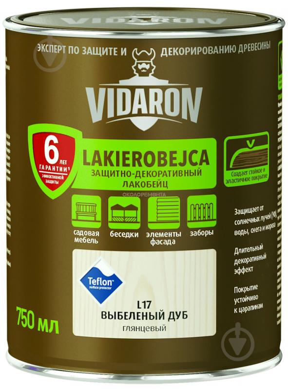 Лакобейц Vidaron Захисно-декоративний вибілений дуб L17 глянець 0,75 л - фото 1